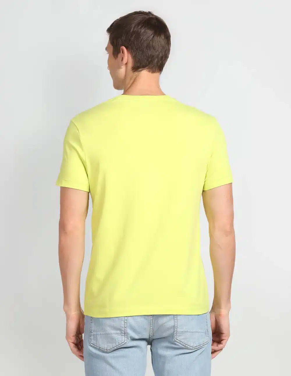 Yellow Crew Neck Men's Print T-Shirt - Image 5