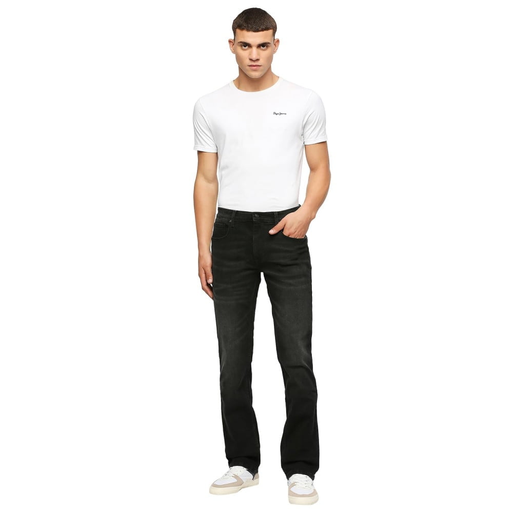 Black Regular Fit Solid Casuals Jeans For Men's - Image 3