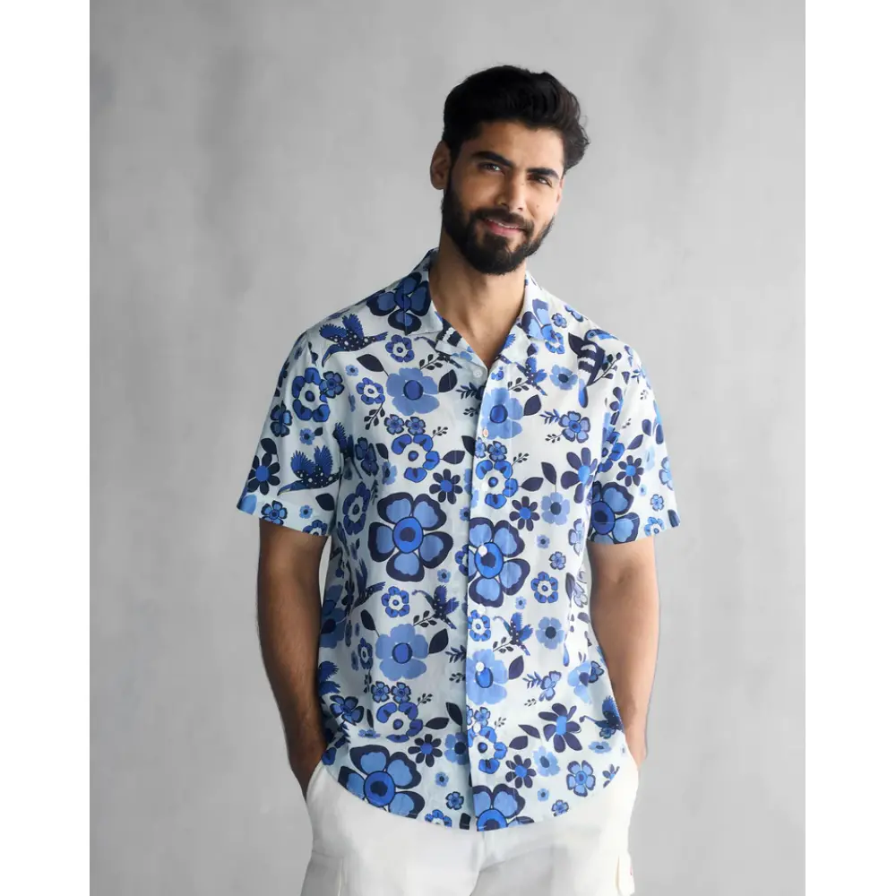 Mistari Shirt – White & Blue – Buzz Shop