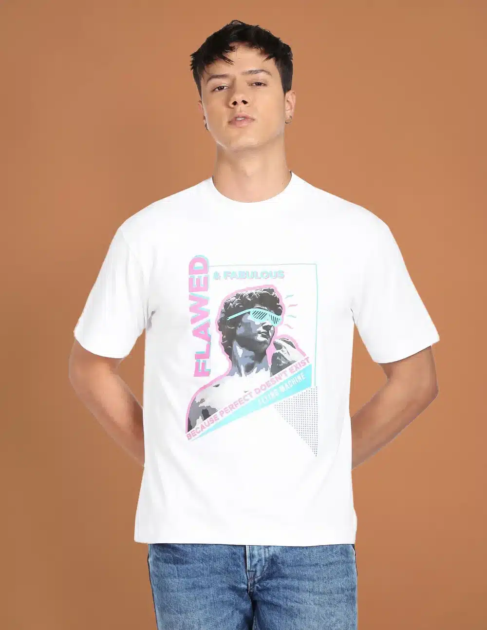 White Men Graphic Print Oversized T-Shirt