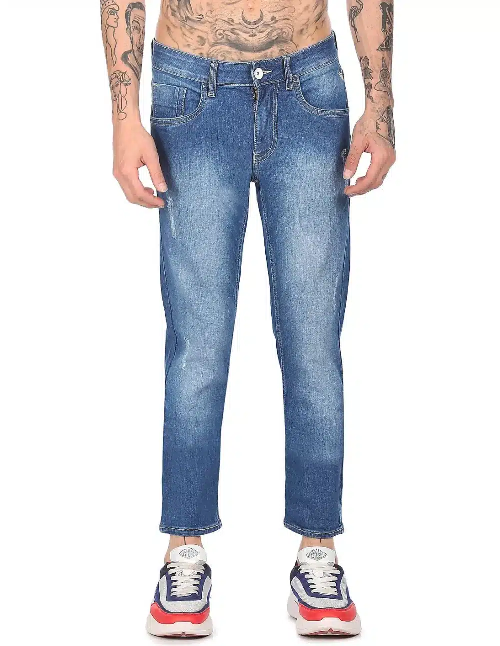 Men Blue Skinny Fit Mid Rise Jeans - Image 6