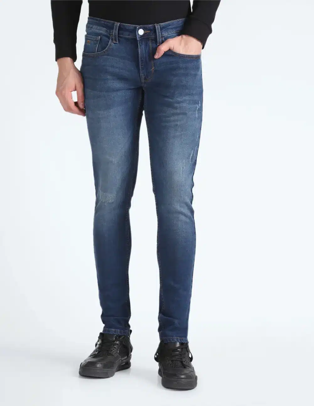 Skinny Fit Whiskered Jeans For Men