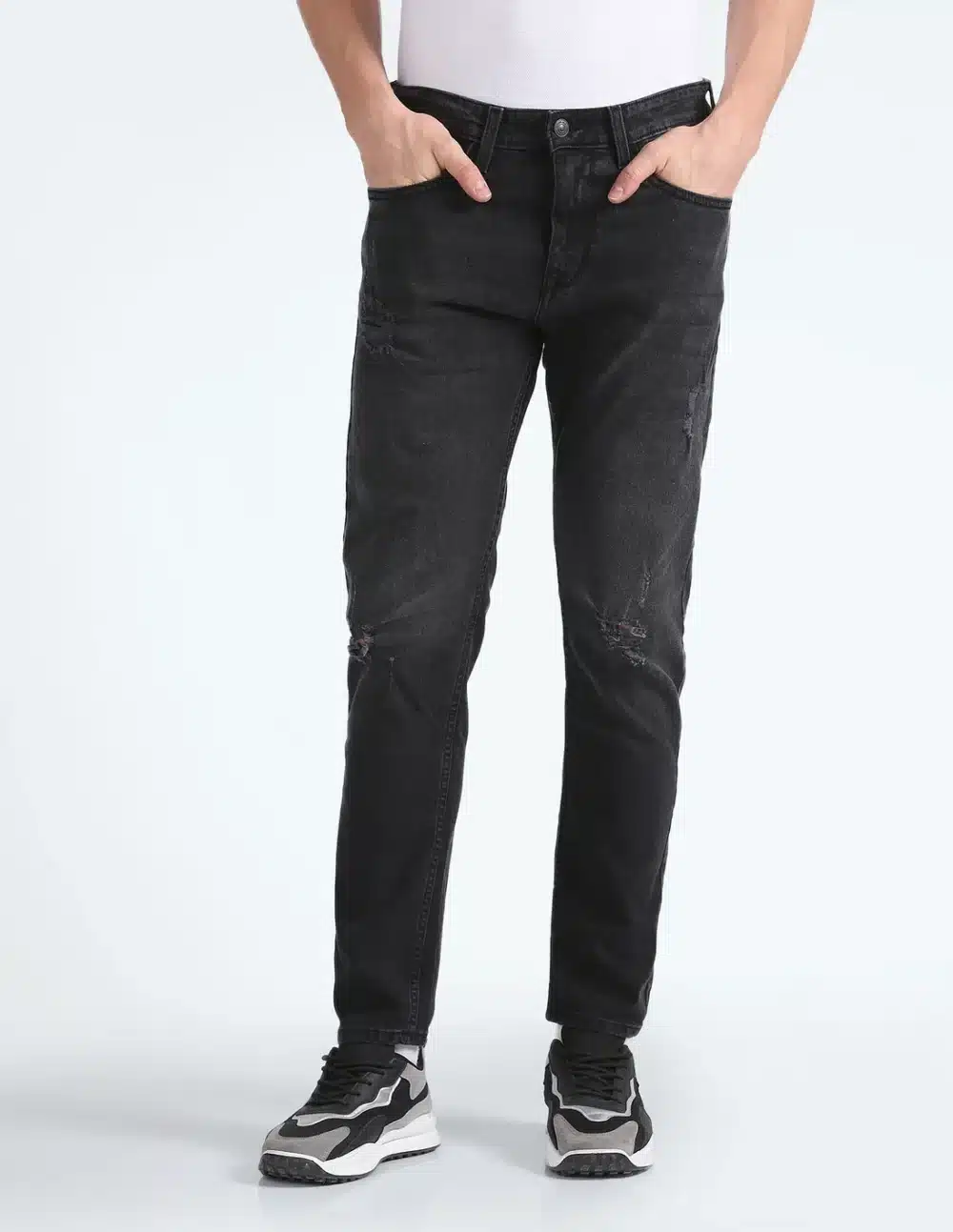 Slim Tapered Lightly Distressed Jeans - Image 6