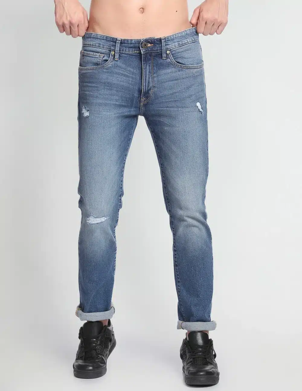 Distressed Slim Tapered Fit Authentic Signature Jeans - Image 6