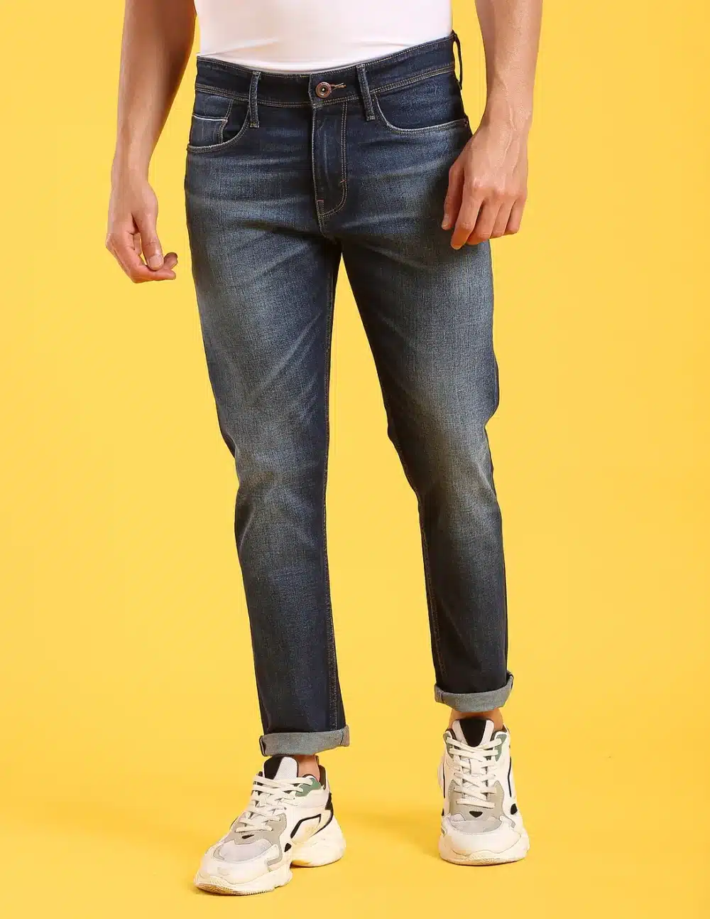 Mid Rise Earth Mint Slash Fit Selvage Jeans - Image 6