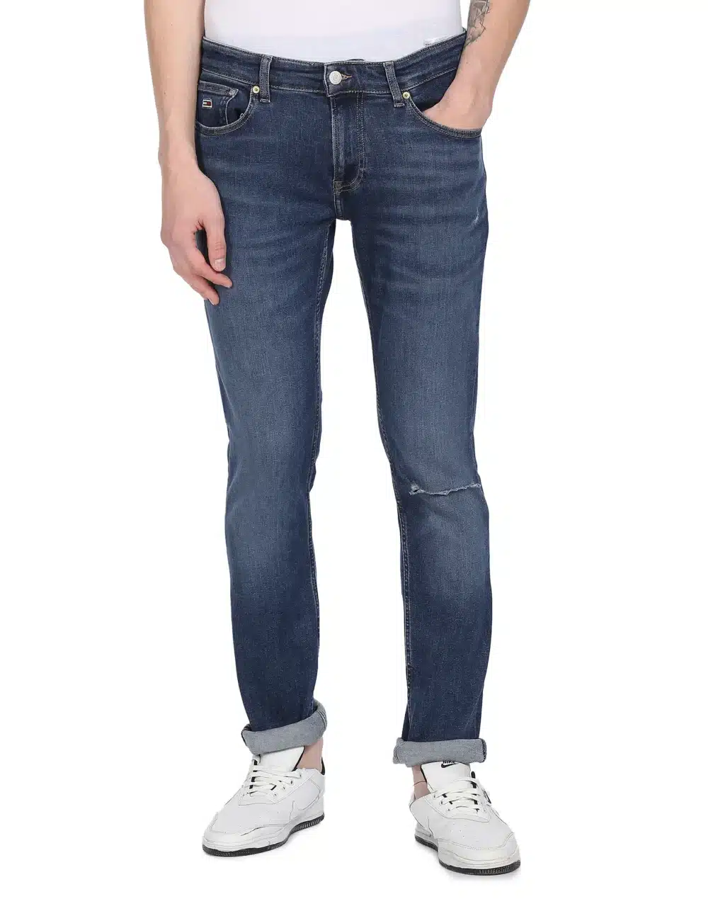 Men Blue Slim Fit Lightly Distressed Jeans - Image 6