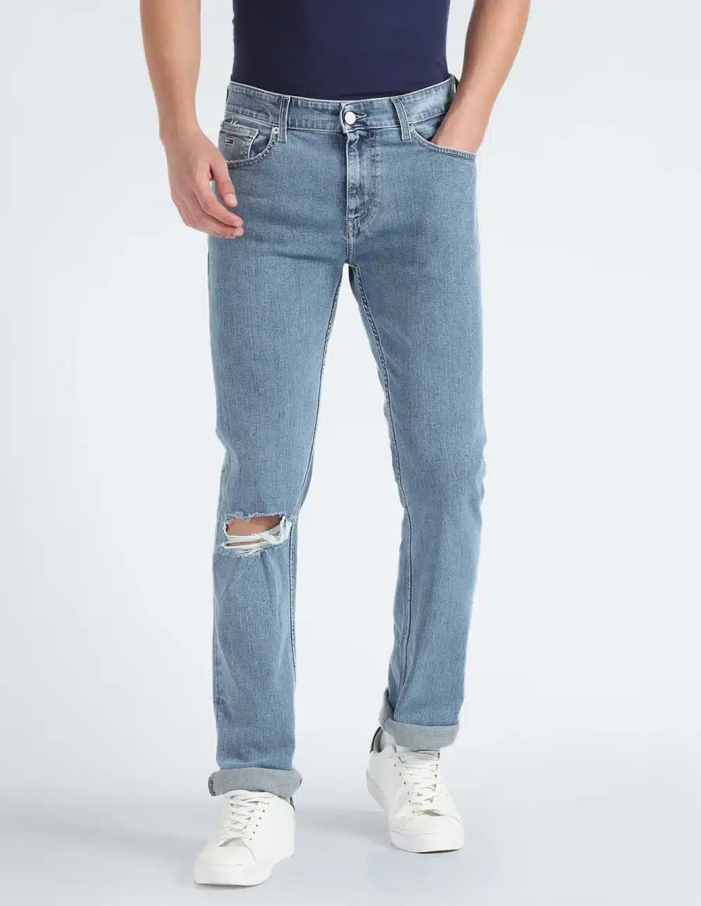 Straight Fit Stone Wash Jeans For Men - Image 6