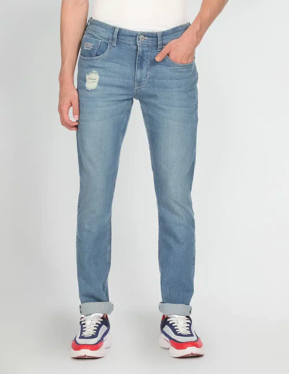 Slim Tapered Fit Whiskered Jeans