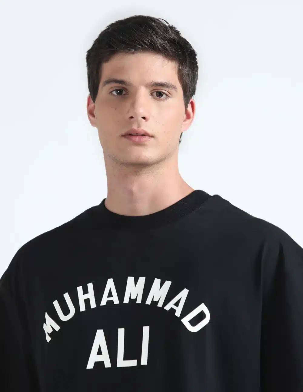 Black Ribbed Crew Neck Oversized Fit For Men's - Image 6