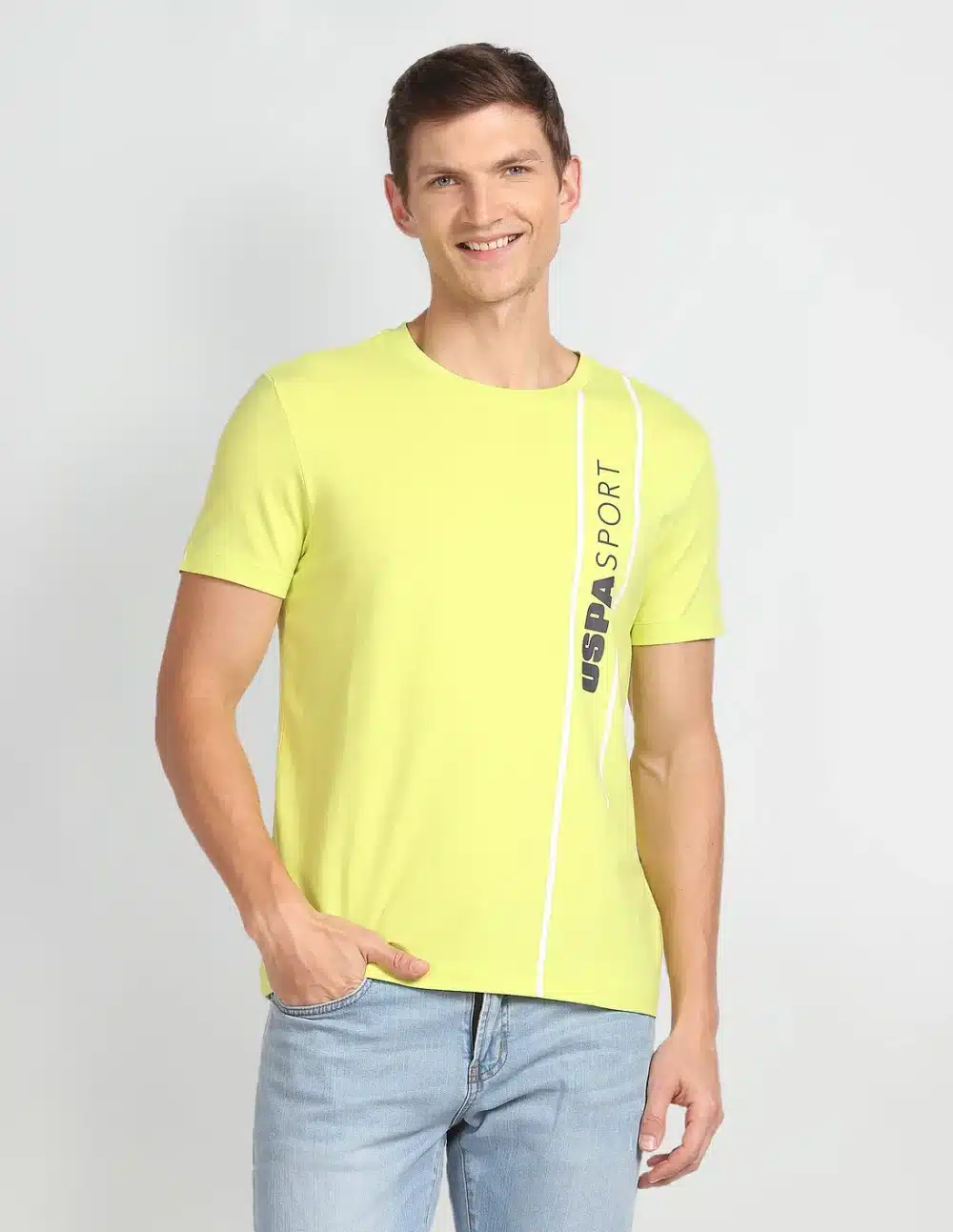 Yellow Crew Neck Men's Print T-Shirt - Image 6