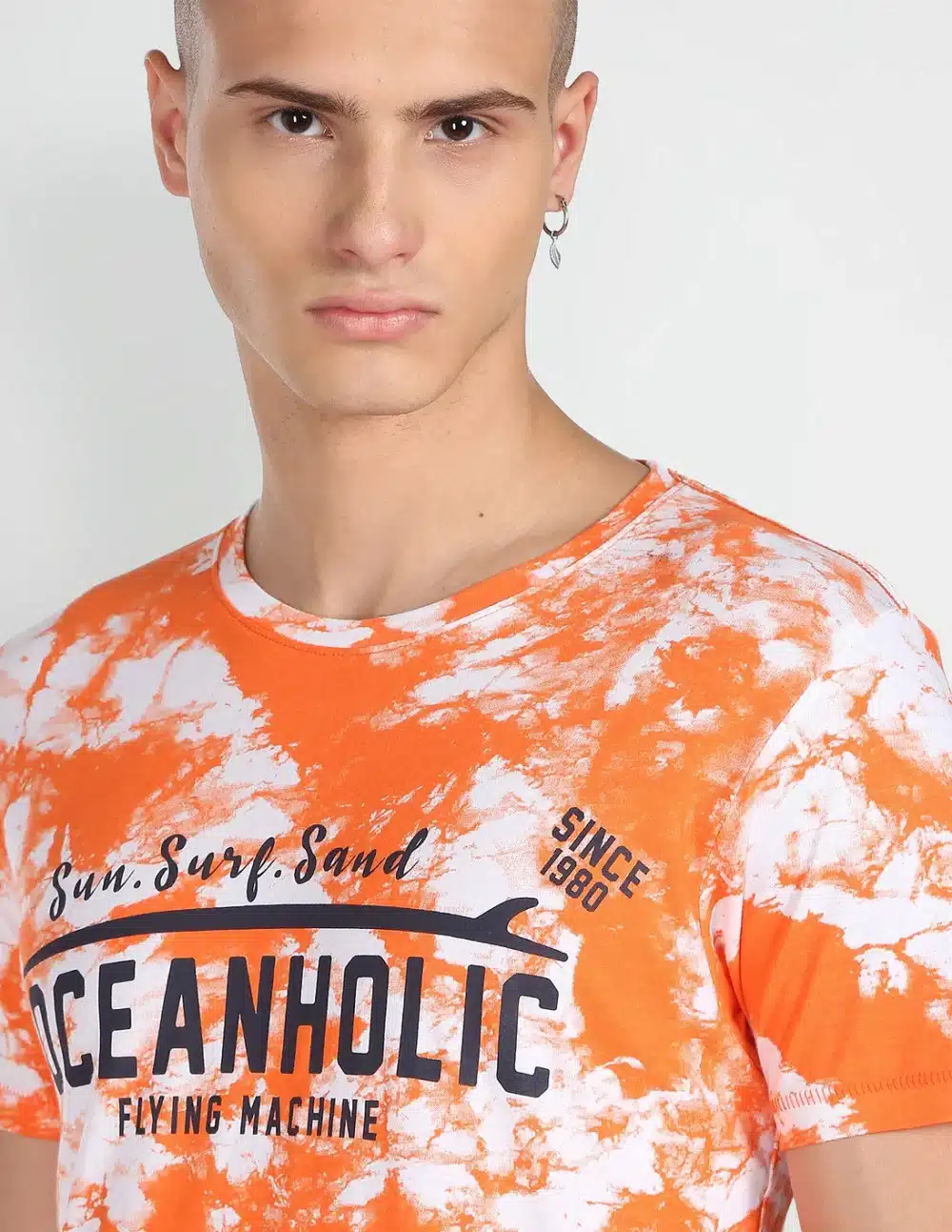 Men Orange Cotton Abstract Print T-Shirt - Image 7