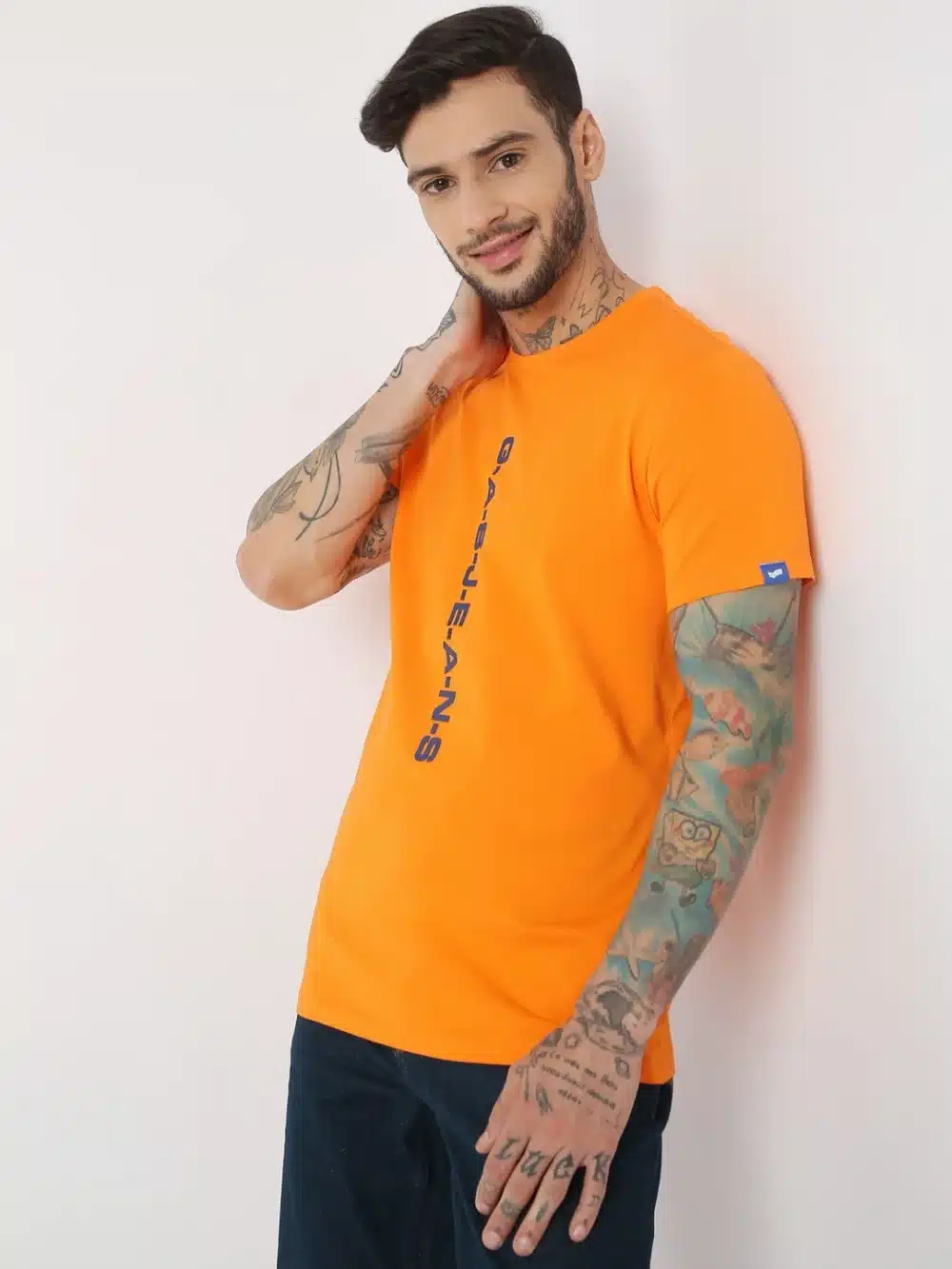 Orange Understated Cool Regular Fit Men's T-Shirt - Image 3