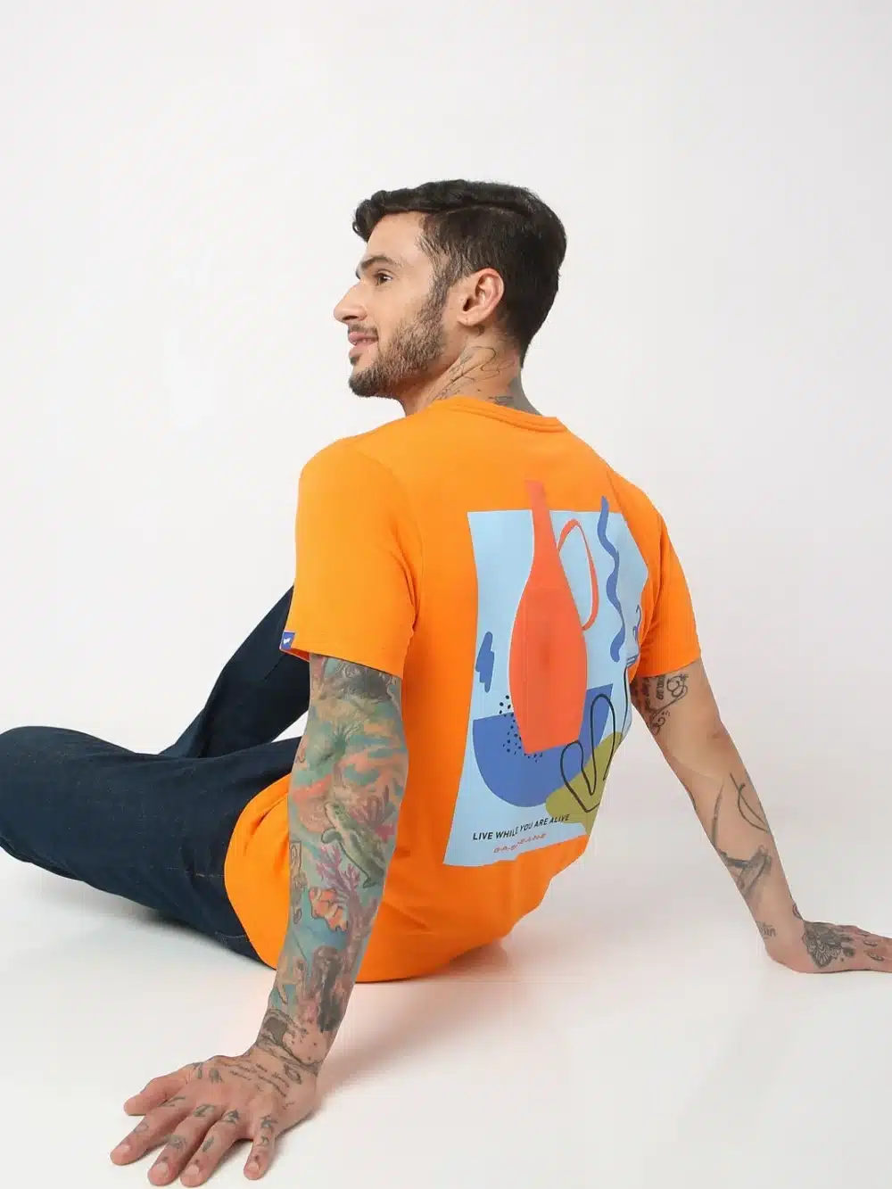 Orange Understated Cool Regular Fit Men's T-Shirt - Image 4