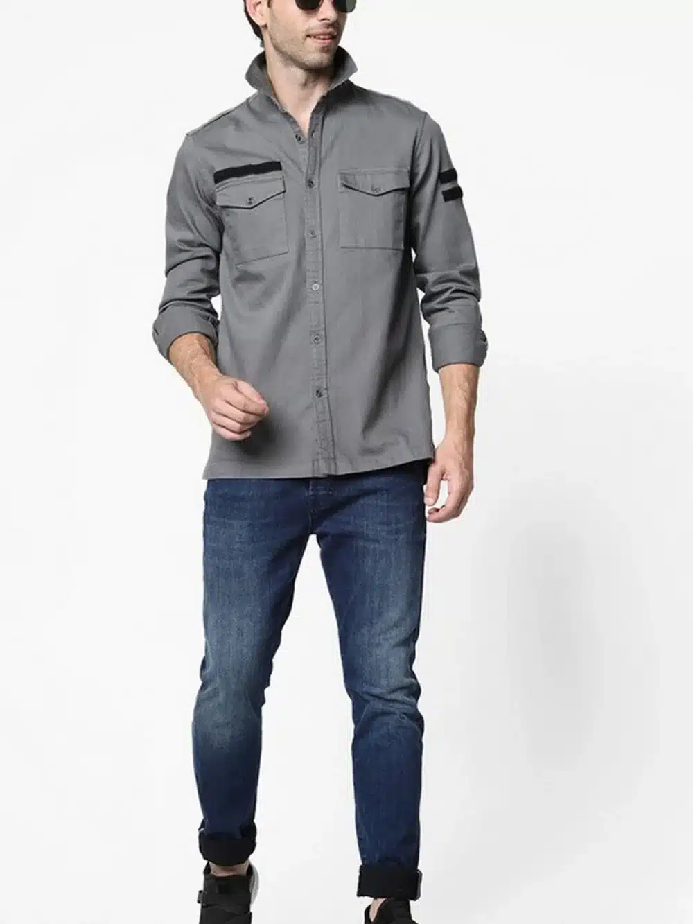 Men'a Terge Solid Light Taupe Shirt - Image 2