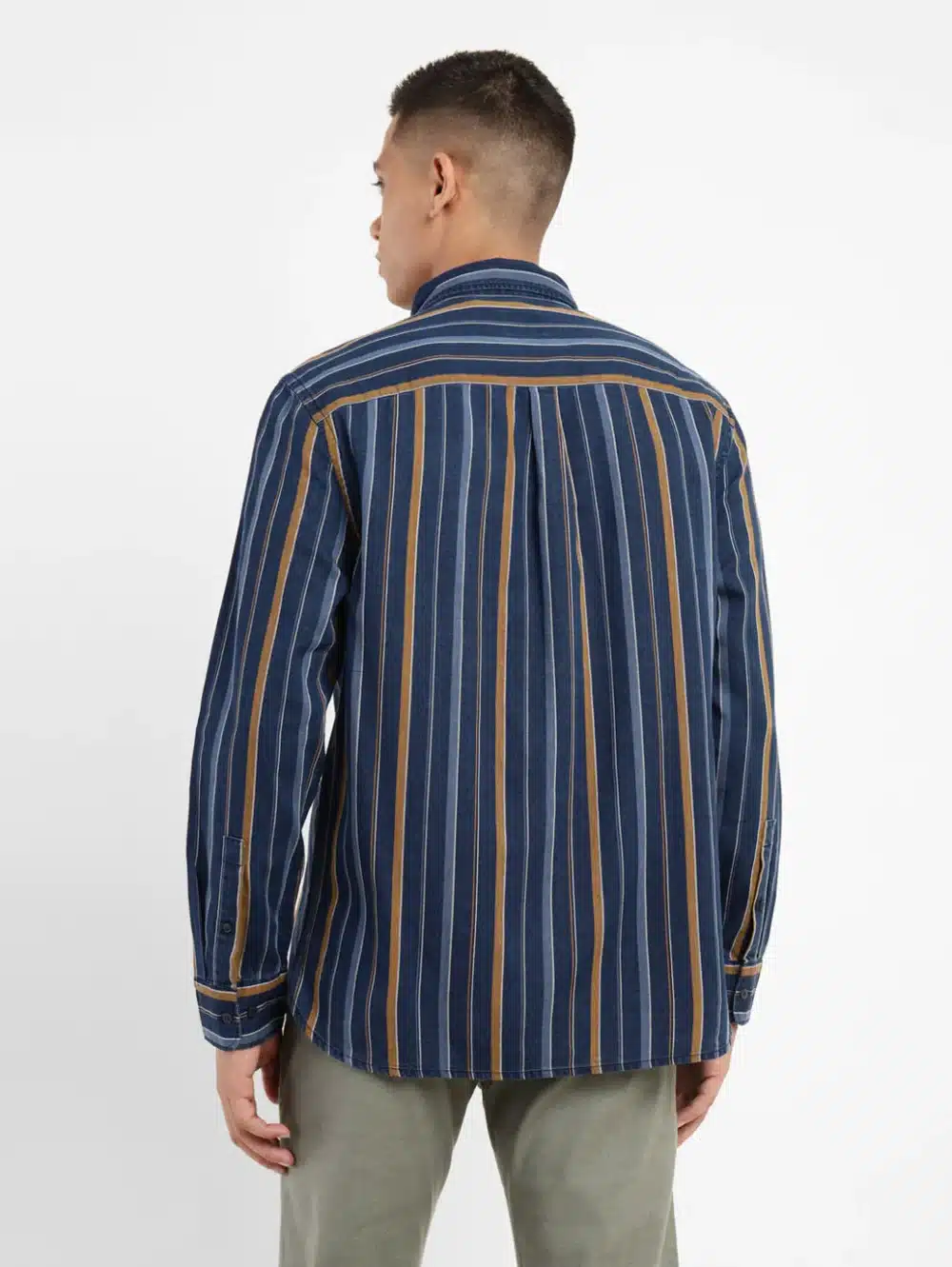 Men's Striped Spread Collar Shirt - Image 2