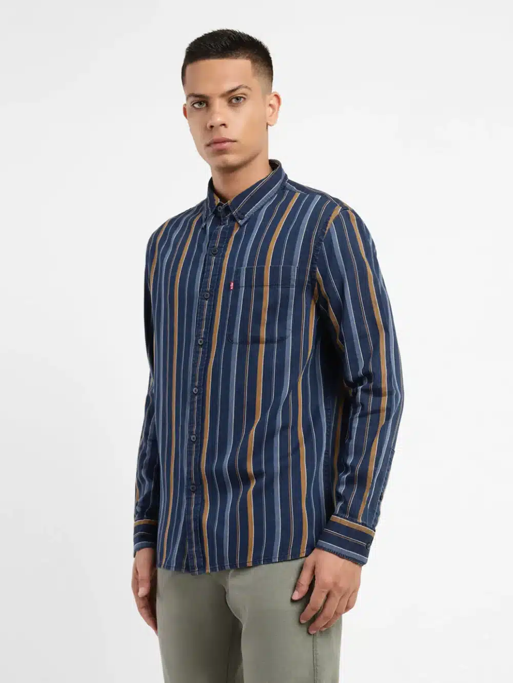 Men's Striped Spread Collar Shirt - Image 3