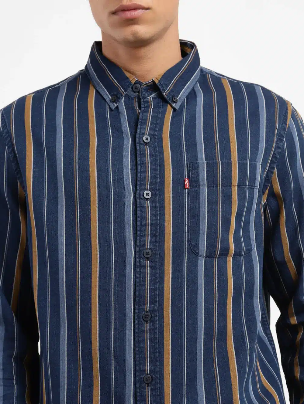 Men's Striped Spread Collar Shirt - Image 4