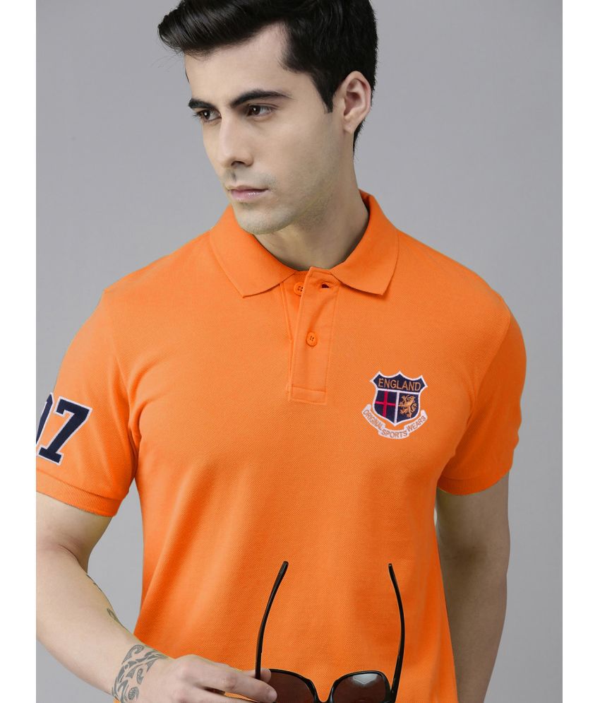 Orange Cotton Blend Regular Fit Men’s Polo T-Shirt – Buzz Shop