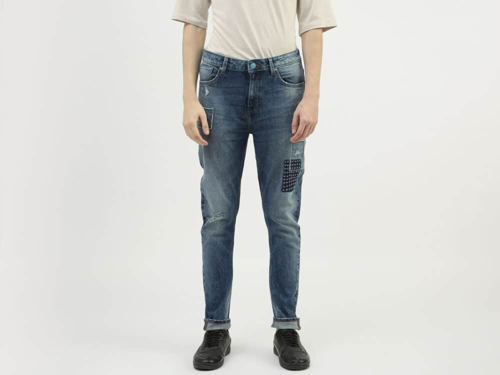 Men Applique Carrot Fit Jeans