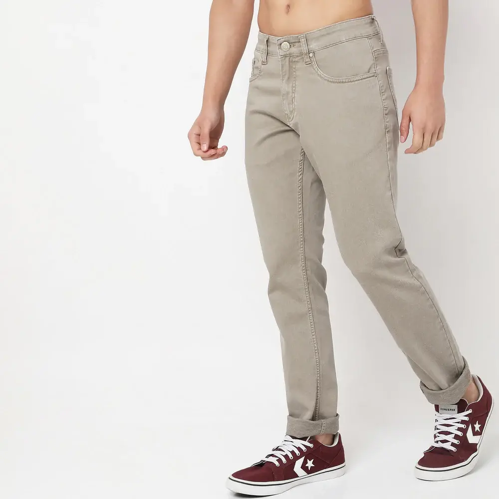 Straight Fit Solid Mid Rise Jean For Men - Image 2