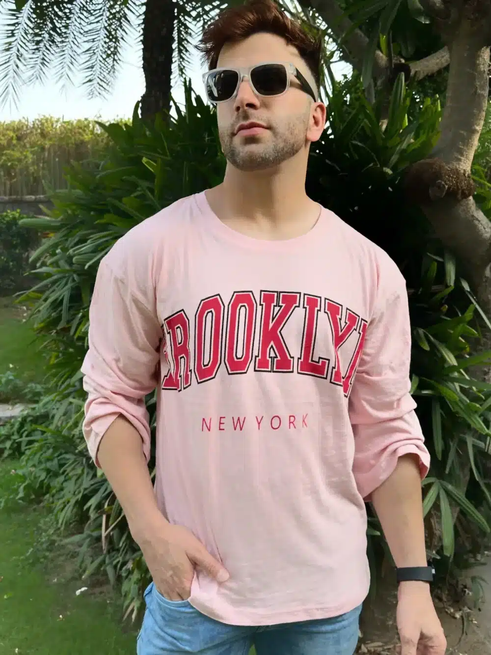 Pink Oversized Brooklyn T-Shirt For Men's