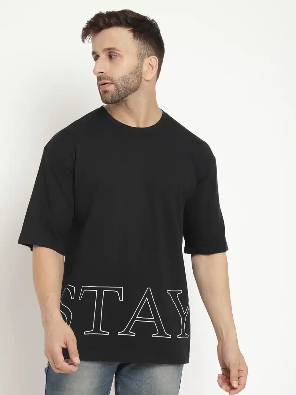 Oversized Black Stay T-Shirt For Men's