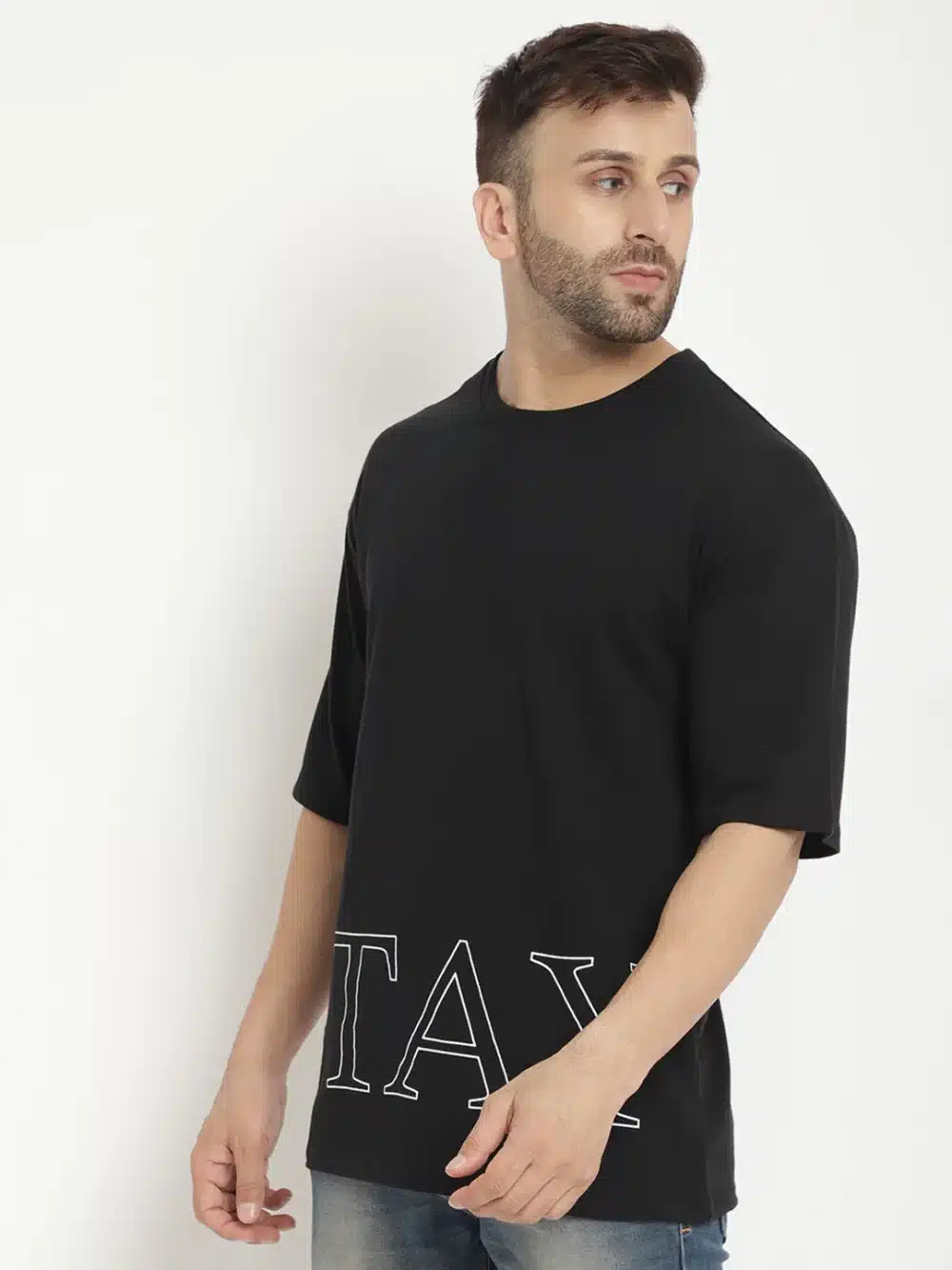 Oversized Black Stay T-Shirt For Men's - Image 2