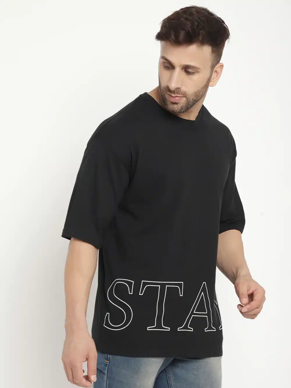 Oversized Black Stay T-Shirt For Men's - Image 3