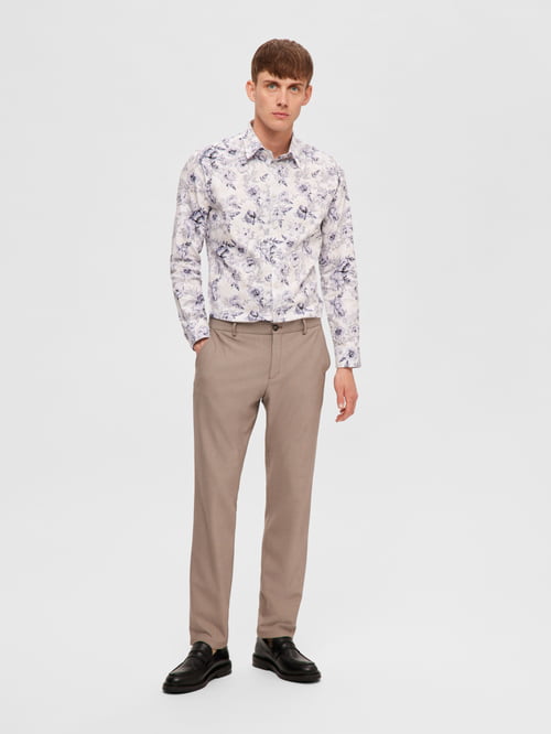 White Slim Fit Floral Print Shirt For Men’s – Buzz Shop