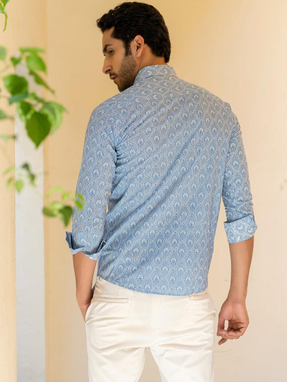 Blue Full Sleeve Jaipuri Printed Shirt - Image 4