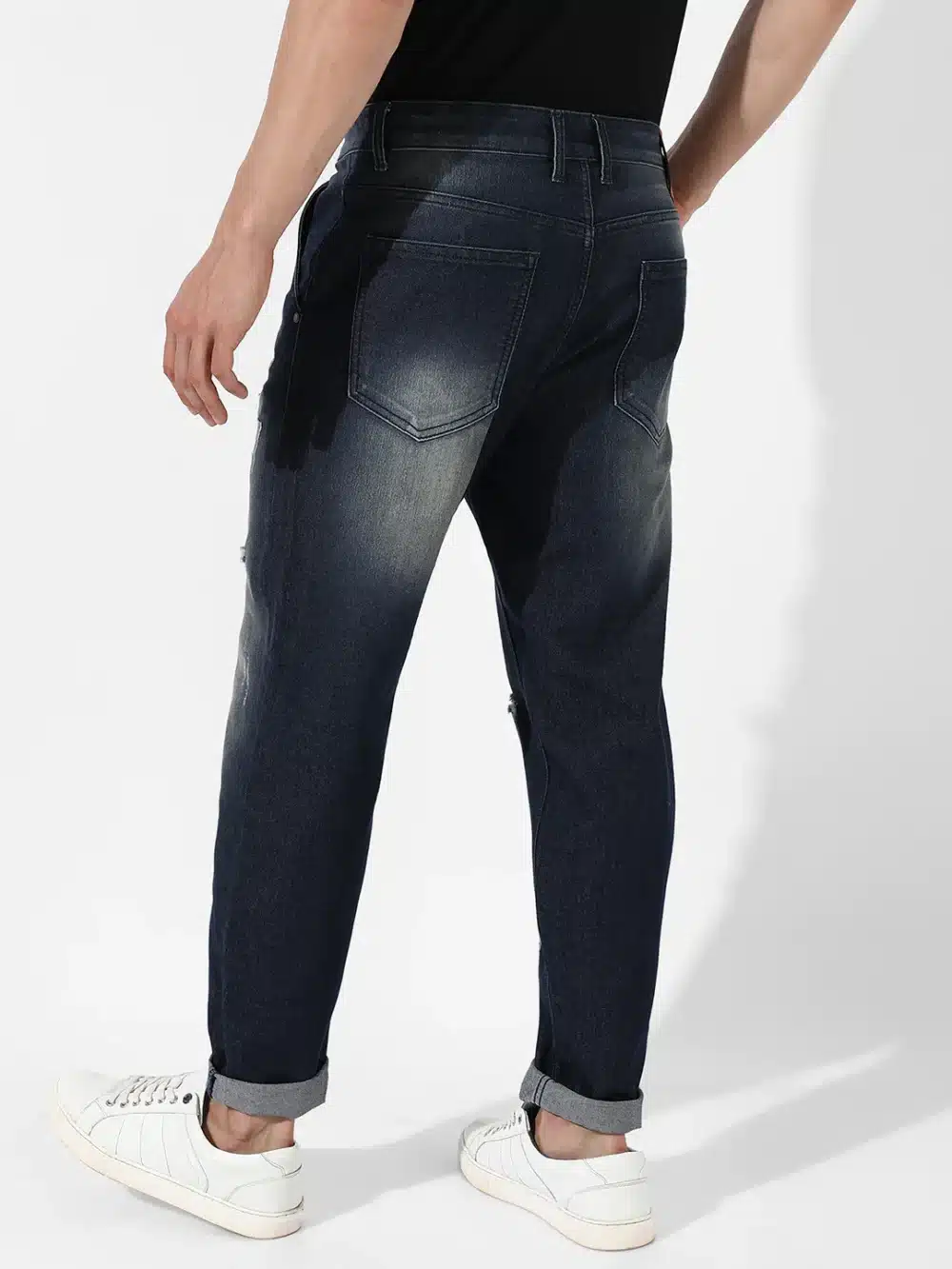 Ripped Dark-Wash Denim Jeans - Image 3