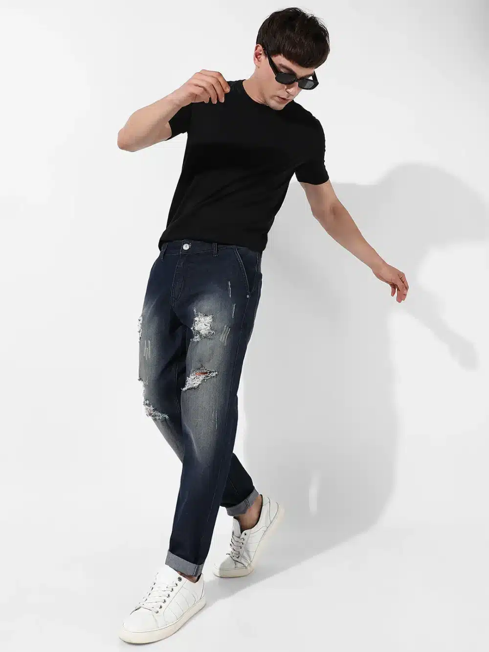 Ripped Dark-Wash Denim Jeans - Image 5