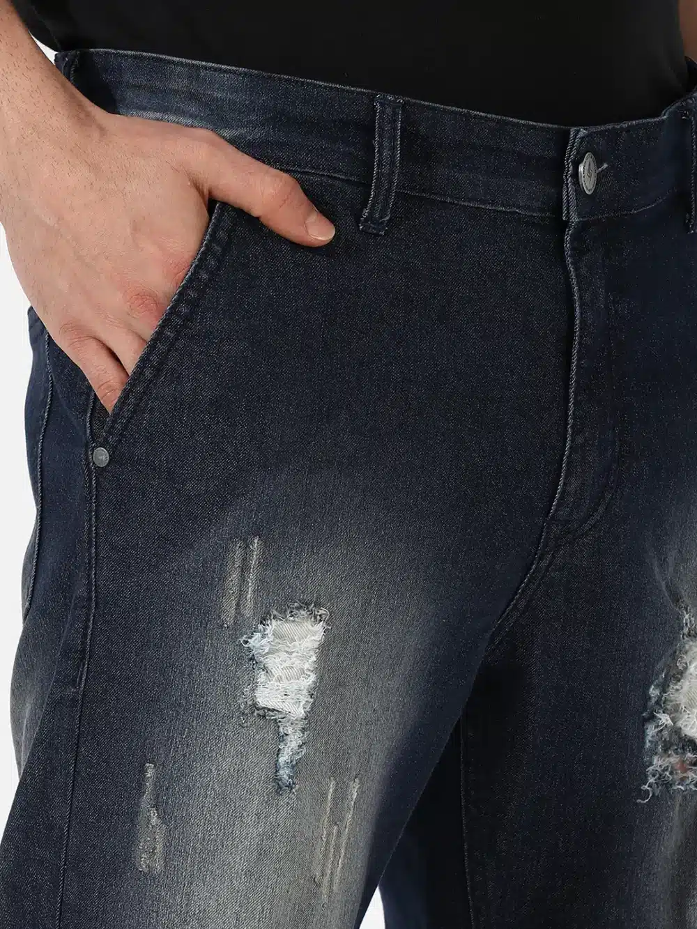 Ripped Dark-Wash Denim Jeans - Image 6