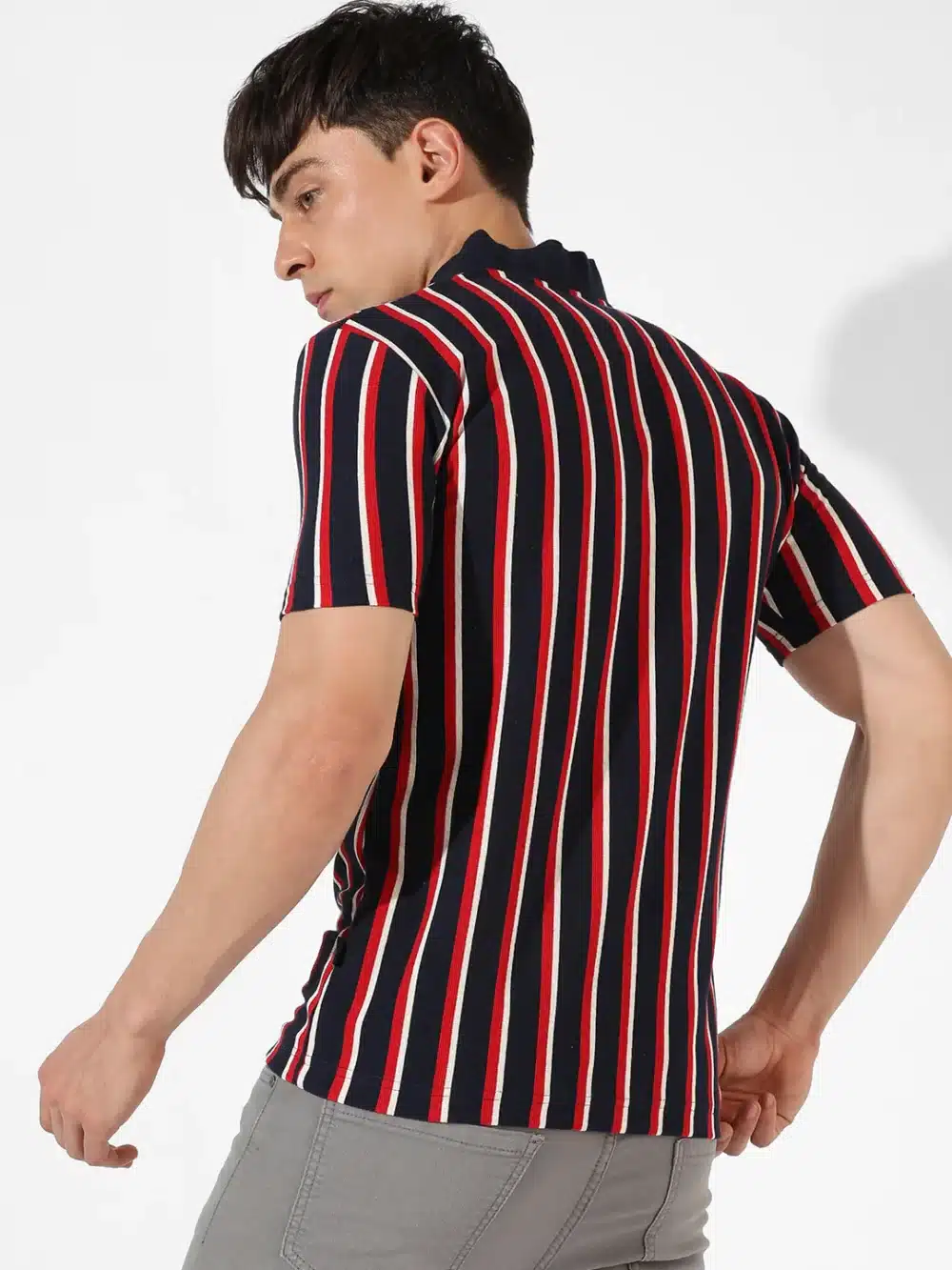 Striped Casual Polo T-Shirt For Men's - Image 2