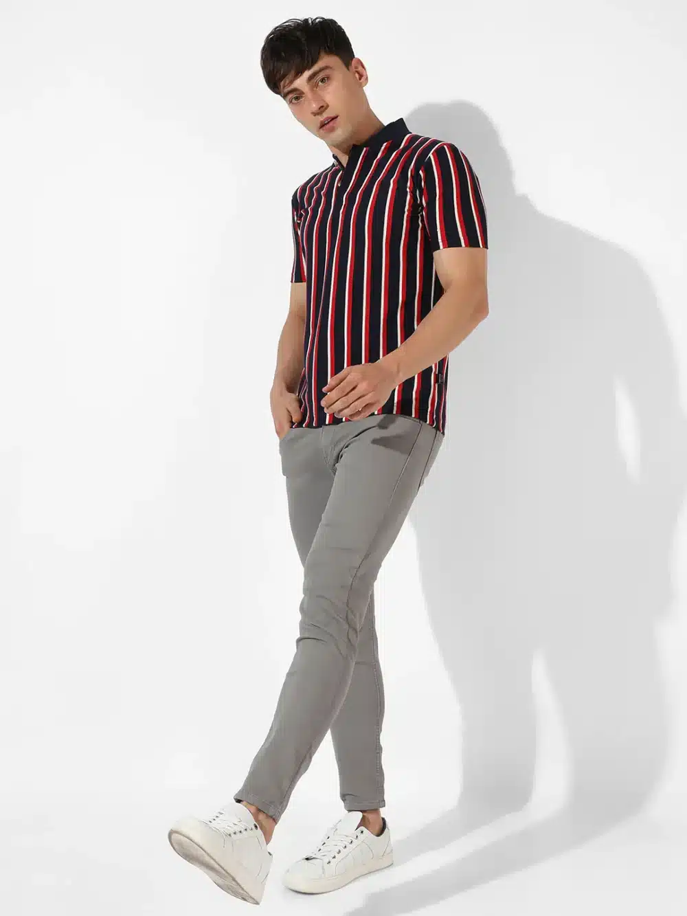 Striped Casual Polo T-Shirt For Men's - Image 5