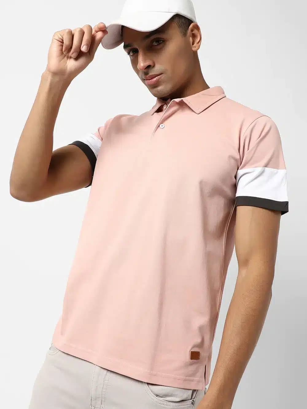 Pink Basic Regular Fit T-Shirt For Men's - Image 2