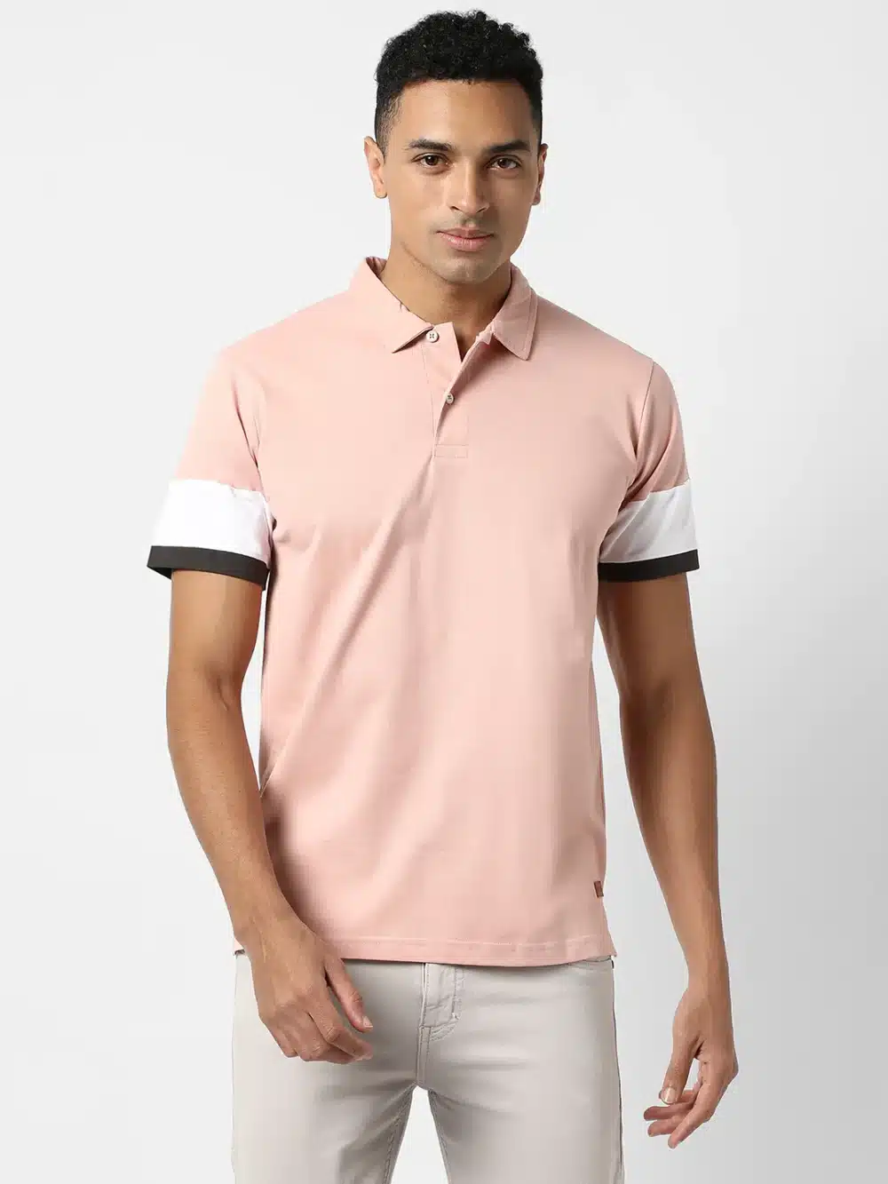 Pink Basic Regular Fit T-Shirt For Men's