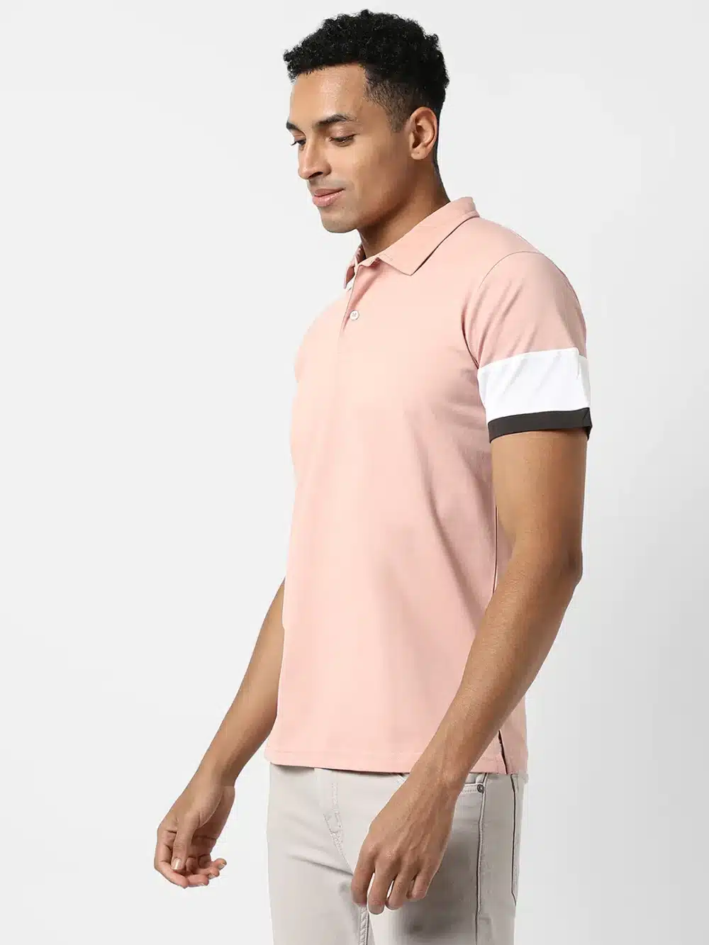 Pink Basic Regular Fit T-Shirt For Men's - Image 3