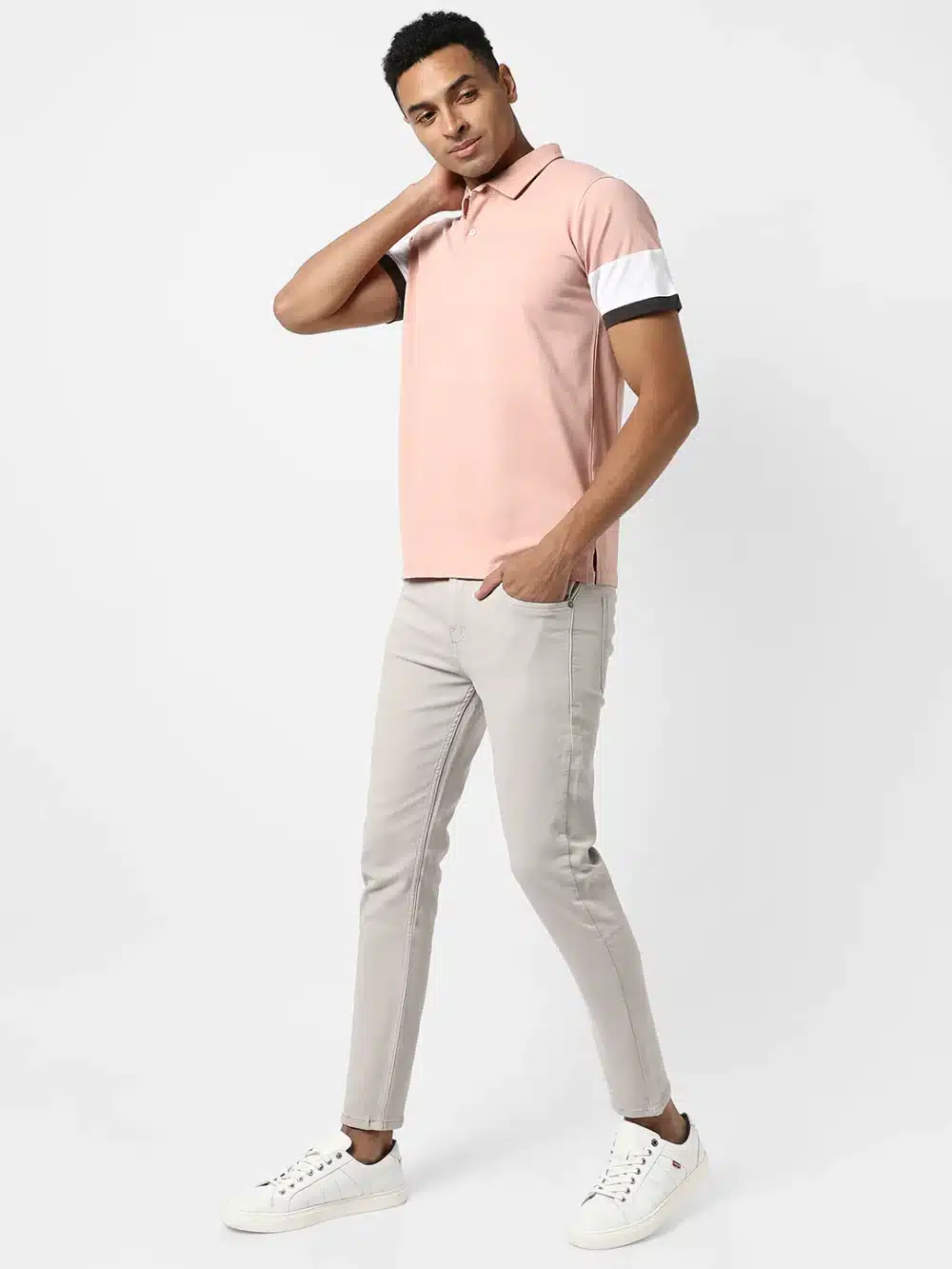 Pink Basic Regular Fit T-Shirt For Men's - Image 5