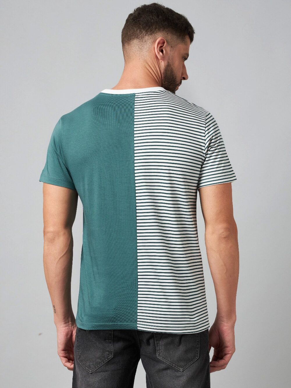 Cut & Sew Cotton T-Shirt For Men's - Image 2