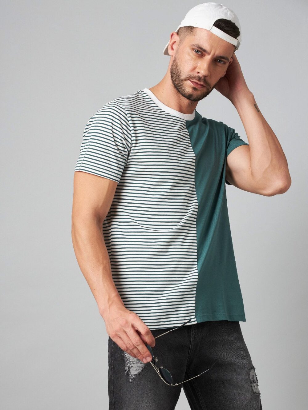 Cut & Sew Cotton T-Shirt For Men's - Image 7