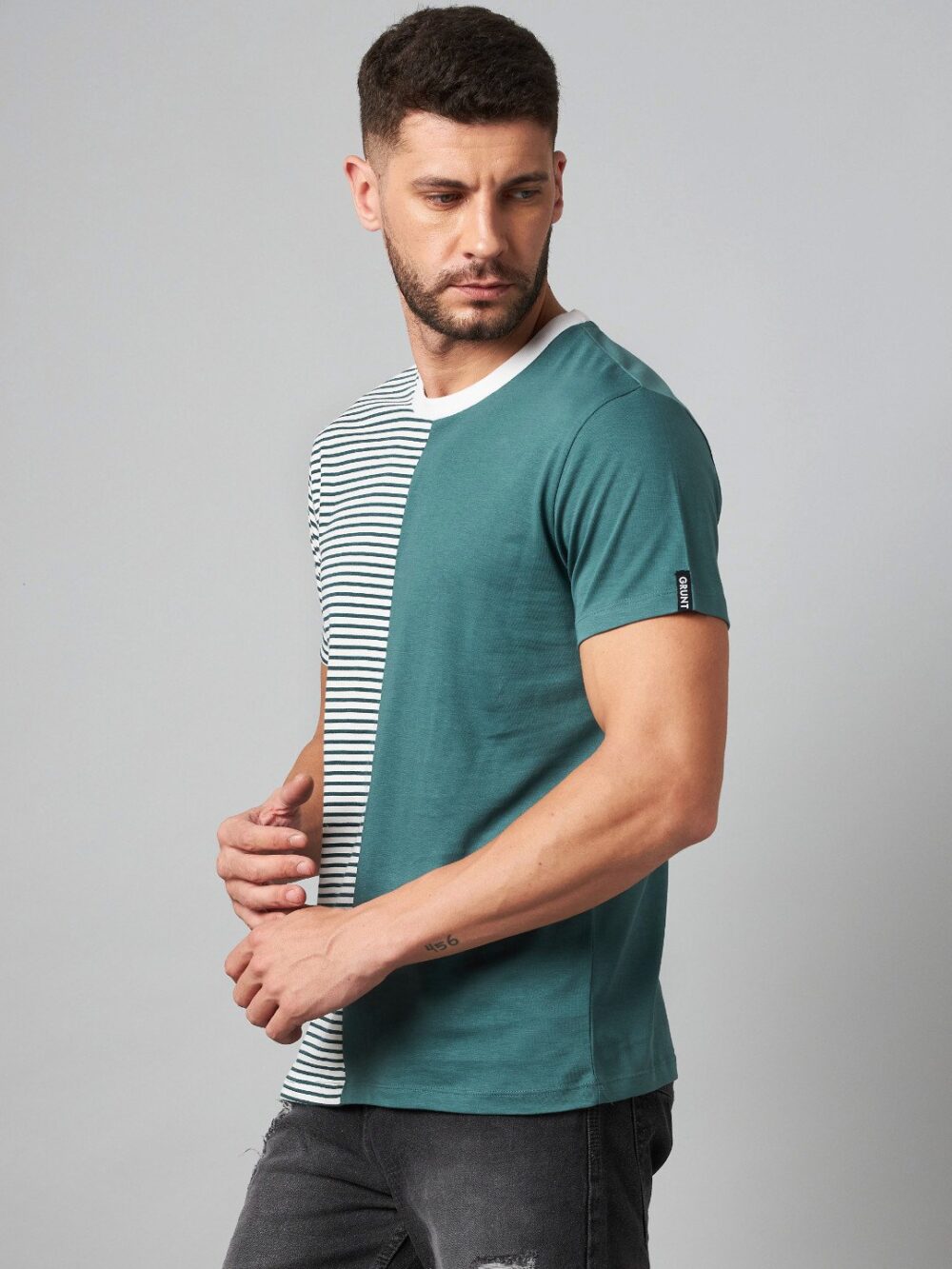 Cut & Sew Cotton T-Shirt For Men's - Image 4