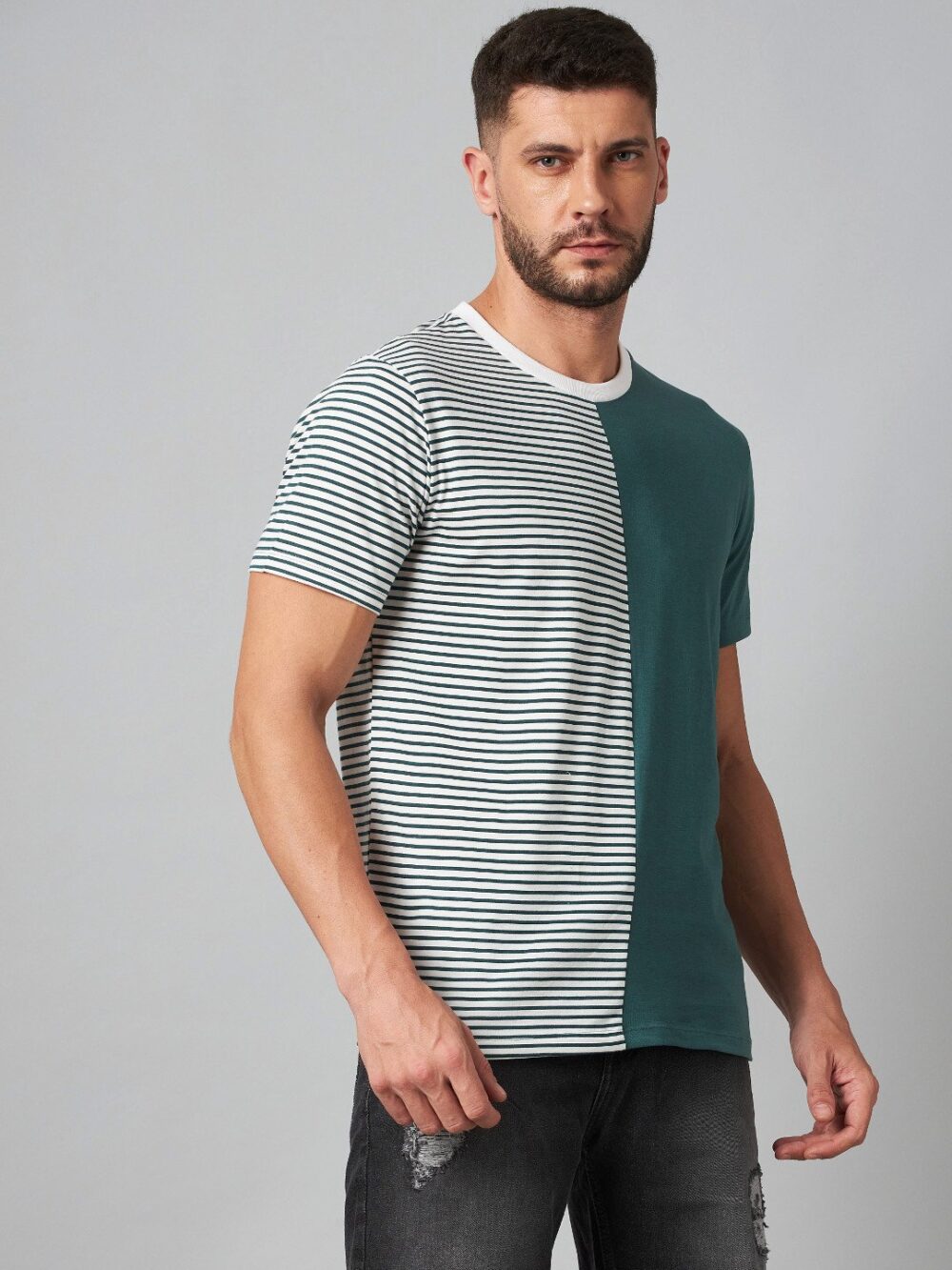 Cut & Sew Cotton T-Shirt For Men's - Image 5