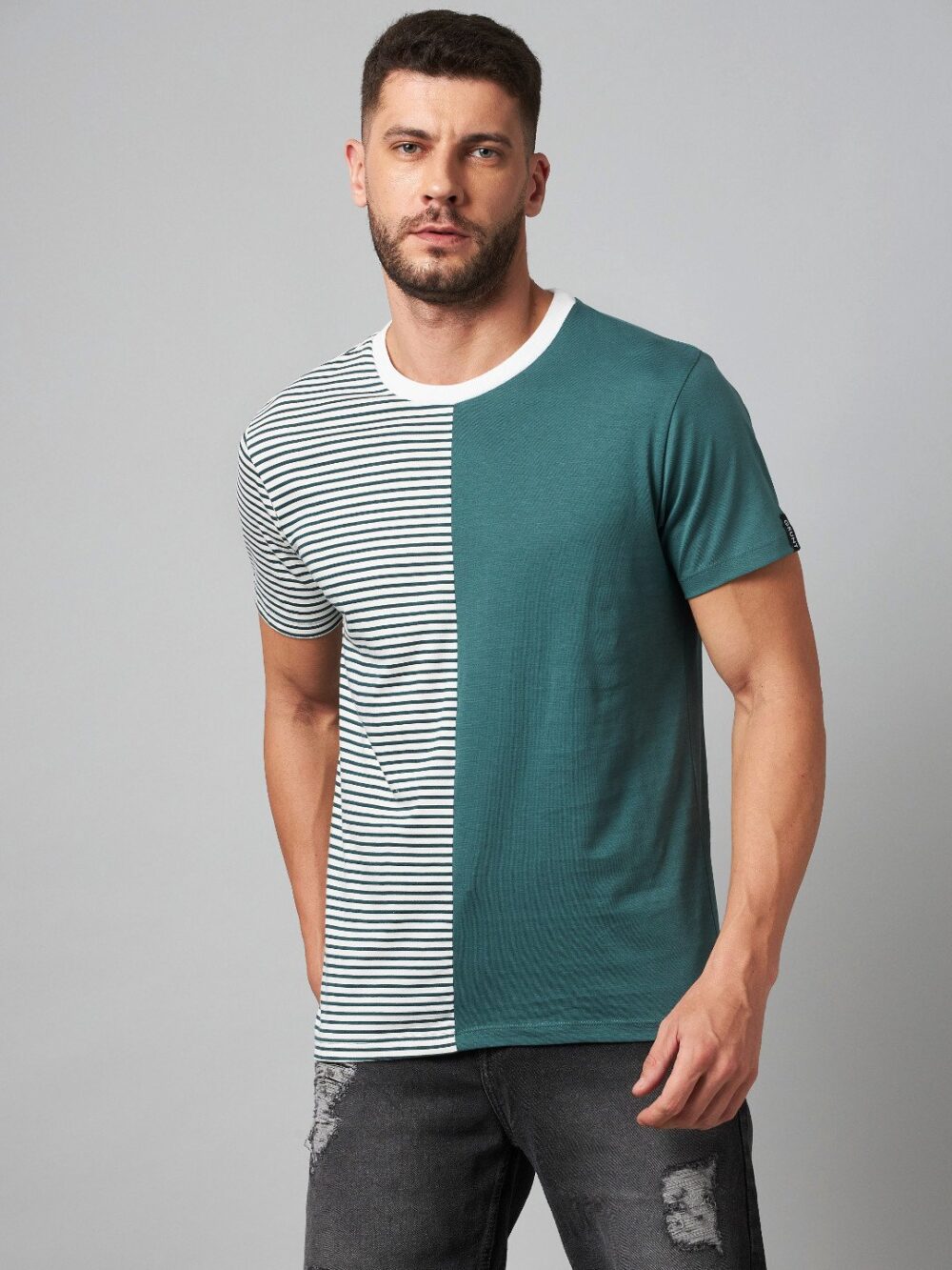 Cut & Sew Cotton T-Shirt For Men's