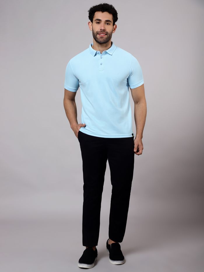 Men Classic Collar Ice Blue Polo T-Shirt – Buzz Shop