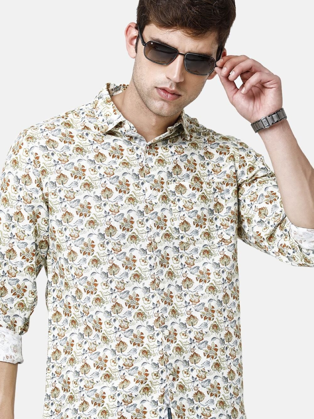 Linen Club Studio Men's Pure Linen Multicolor Printed Regular Fit Full Sleeve Casual Shirt - Image 5