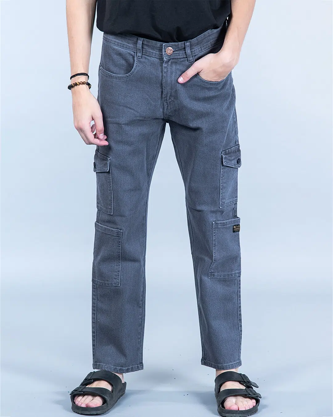 Men’s Grey Baggy Fit Cargo Jeans – Buzz Shop