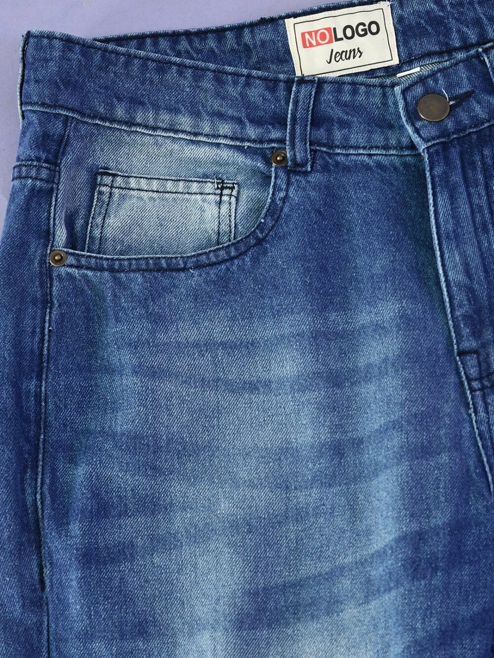 Mid blue Washed Denim Distressd Jeans - Image 4