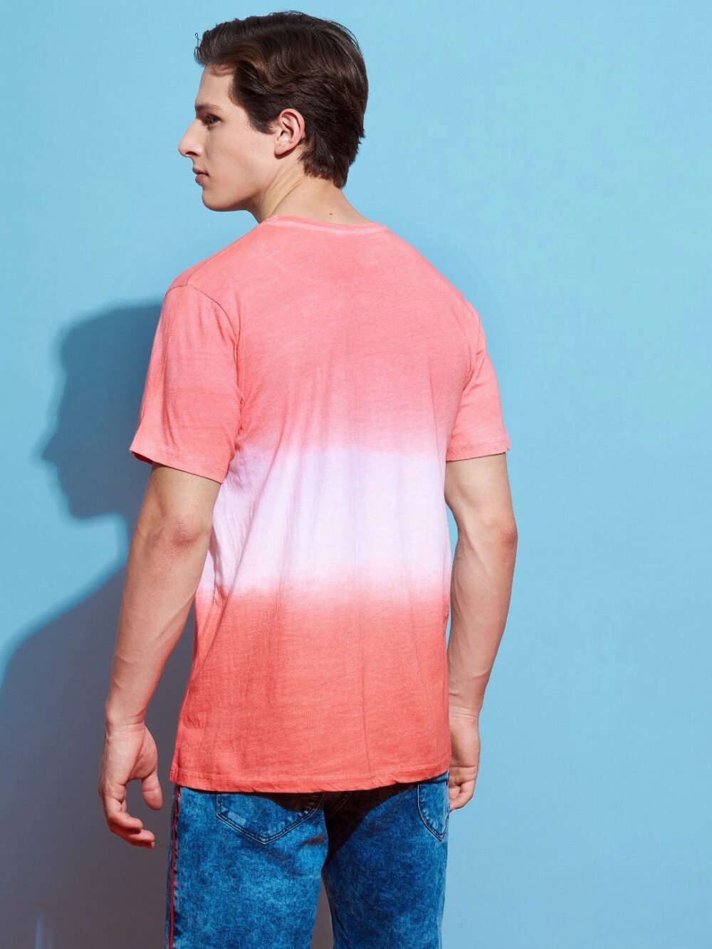 Round Neck Ombre Print Men's Casual T-Shirt - Image 2