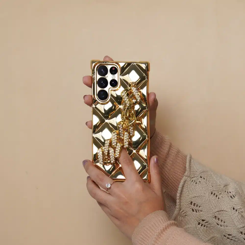 3D Rhombus Pattern Rhinestone Chain Case - Samsung - Image 2